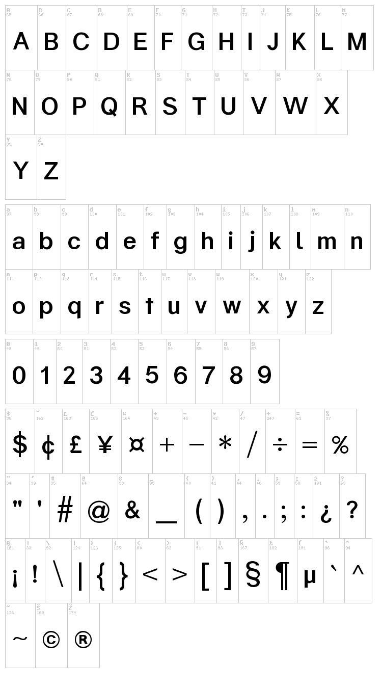 Kalypsa font map